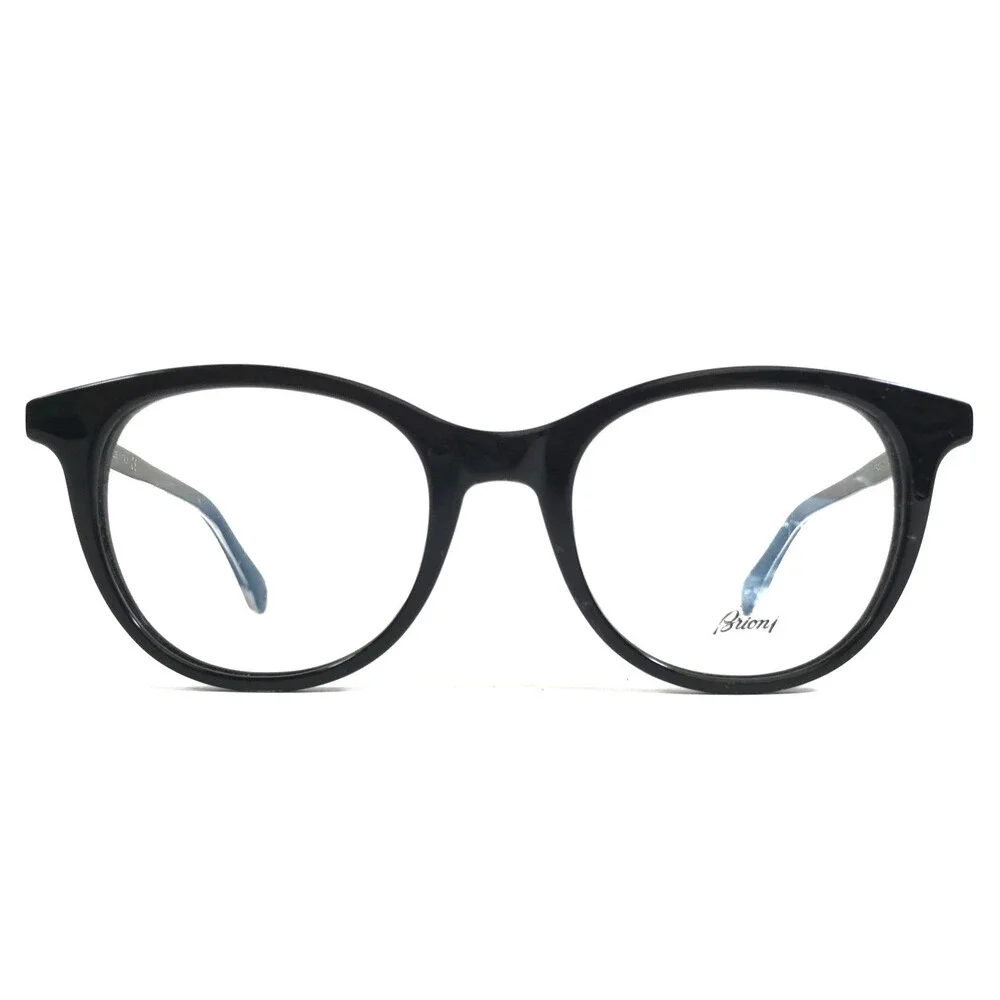 Brioni Eyeglasses Frames BR0032O 001 Polished Black Round Full Rim 49-20-145